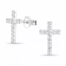 Polierten Kreuz Ohrringe in Silber