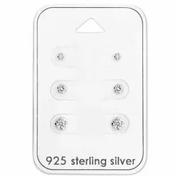 2 x 3 x 4 mm Ohrringe in Silber