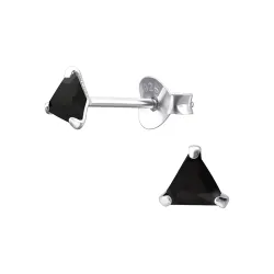 dreieck schwarzem Ohrstecker in Silber