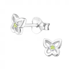 Schmetterlinge grünen Ohrringe in Silber
