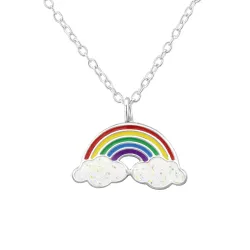 Regenbogen mehrfarbigem Anhänger mit Halskette aus Silber - Little Ones
