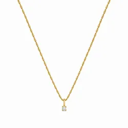 lab grown Diamant Anhänger mit Halskette in 925 karat vergoldetem Sterlingsilber 0,035 ct