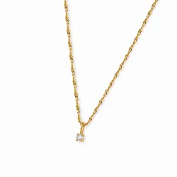 lab grown Diamant Anhänger mit Halskette in 925 karat vergoldetem Sterlingsilber 0,035 ct