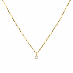 lab grown Diamant Anhänger mit Halskette in 925 karat vergoldetem Sterlingsilber 0,062 ct