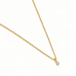 lab grown Diamant Anhänger mit Halskette in 925 karat vergoldetem Sterlingsilber 0,062 ct