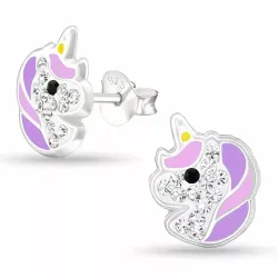 Einhorn violettem Ohrstecker in Silber - Little Ones