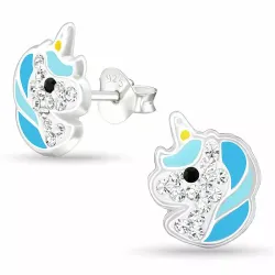 blauem Einhorn Bergkristall Ohrstecker in Silber - Little Ones