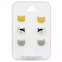 Katzen Ohrringen für Kinder in Silber