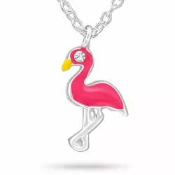 Flamingo bergkristall halskette aus silber und anhänger aus silber