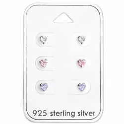 4 mm Herzen Zirkon Ohrstecker in Silber - Little Ones