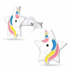 Einhorn Emaille Ohrstecker in Silber - Little Ones
