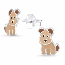 Hunde Emaille Ohrstecker in Silber - Little Ones