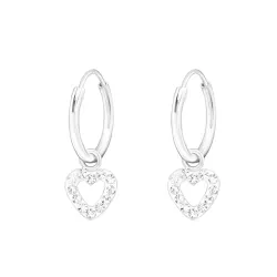 12 mm Herz Bergkristall Kreole in Silber - Little Ones