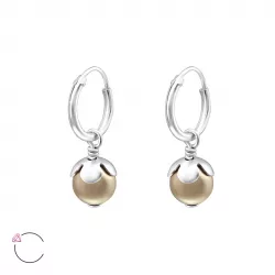 10 mm braunen Perle Kreole in Silber