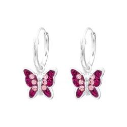 Schmetterlinge Bergkristall Kinderohrringe in Silber - Little Ones