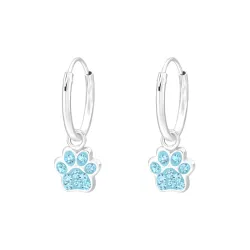 12 mm Pfote Bergkristall Kreole in Silber - Little Ones