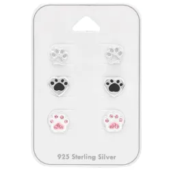 Pfote Ohrstecker in Silber - Little Ones