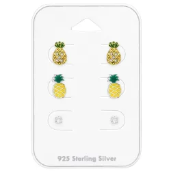 Ananas Zirkon Ohrstecker in Silber - Little Ones