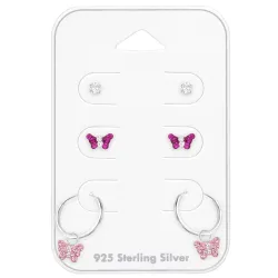 Schmetterlinge Zirkon Ohrstecker in Silber - Little Ones
