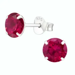 6 mm runden rotem Ohrstecker in Silber - Little Ones