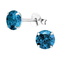 6 mm runden blauem Ohrstecker in Silber - Little Ones