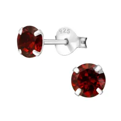 5 mm runden rotem Ohrstecker in Silber - Little Ones