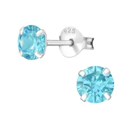 5 mm runden hellblauem Ohrstecker in Silber - Little Ones