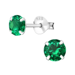 5 mm runden grünen Ohrstecker in Silber - Little Ones