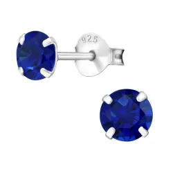 5 mm runden blauem Ohrstecker in Silber - Little Ones