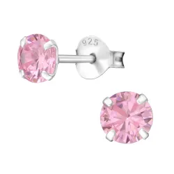 5 mm runden hellroten Ohrstecker in Silber - Little Ones