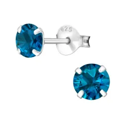 5 mm runden blauem Ohrstecker in Silber - Little Ones