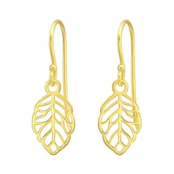 Blatt Ohrringe in vergoldetem Silber