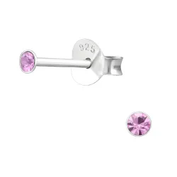 2 mm Bergkristall Ohrstecker in Silber - Little Ones