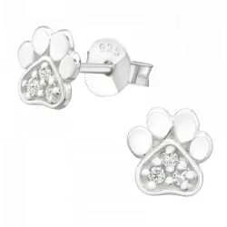 Pfote Zirkon Kinderohrringe in Silber - Little Ones