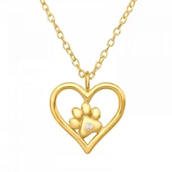 Herz Pfote Halskette mit Anhänger aus vergoldetem Sterlingsilber - Little Ones