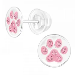 runden Pfote Bergkristall Kinderohrringe in Silber - Little Ones