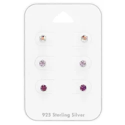 3 mm violettem Bergkristall Ohrstecker in Silber - Little Ones