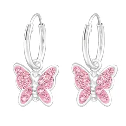 Schmetterlinge rosa Kinderohrringe in Silber - Little Ones