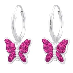 Schmetterlinge pink Kinderohrringe in Silber - Little Ones