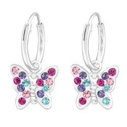 Schmetterlinge mehrfarbigen Kreole in Silber - Little Ones