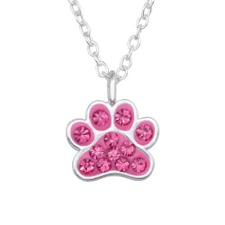 Pfote pink Halskette aus Silber und Anhänger aus Silber - Little Ones