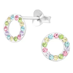 8 mm mehrfarbigen Bergkristall Ohrstecker in Silber - Little Ones