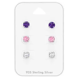 5 mm violettem Zirkon Ohrstecker in Silber - Little Ones