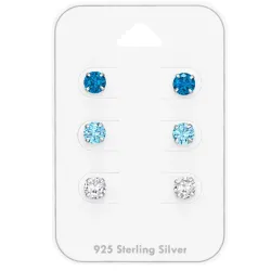 5 mm blauem Zirkon Ohrstecker in Silber - Little Ones