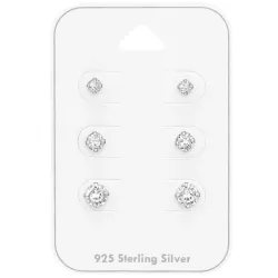 3 x 4 x 5 mm Zirkon Ohrstecker in Silber
