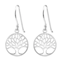 15 mm Lebensbaum Ohrringe in Silber