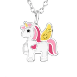 einhorn gelbem Halskette aus Silber - Little Ones