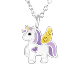 einhorn violettem Halskette aus Silber - Little Ones