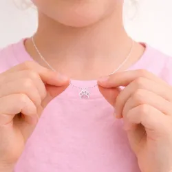 Pfote rosa Halskette aus Silber - Little Ones