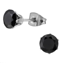 6 mm schwarz Zirkon Ohrstecker in Titan